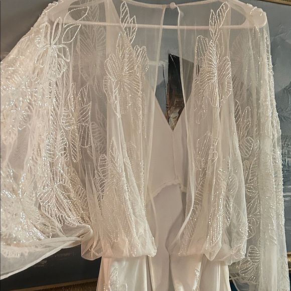 ASOS Beaded Wedding Dress | Kimono Sleeves | Boho Bridal Gown | size S-M (long) - Picture 16 of 16